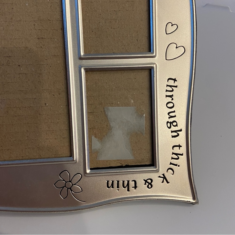 Silver Photo Frame with Heart and Flower Accents
